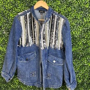 Modx Blue Denim Jacket with‎ Sequin Detail